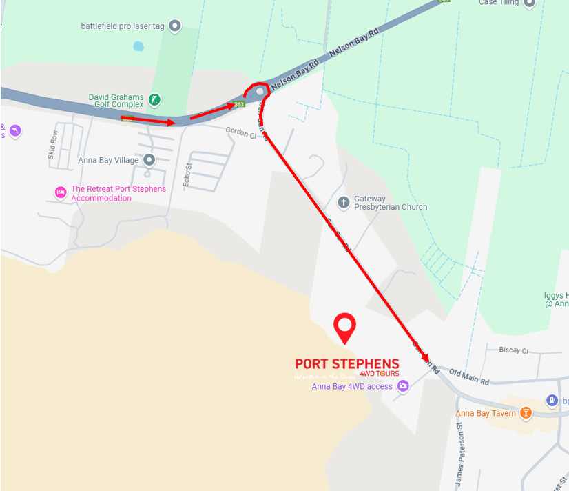 Port Stephens 4WD Tours Temporary Location – Gan Gan Rd 4WD Access Track map